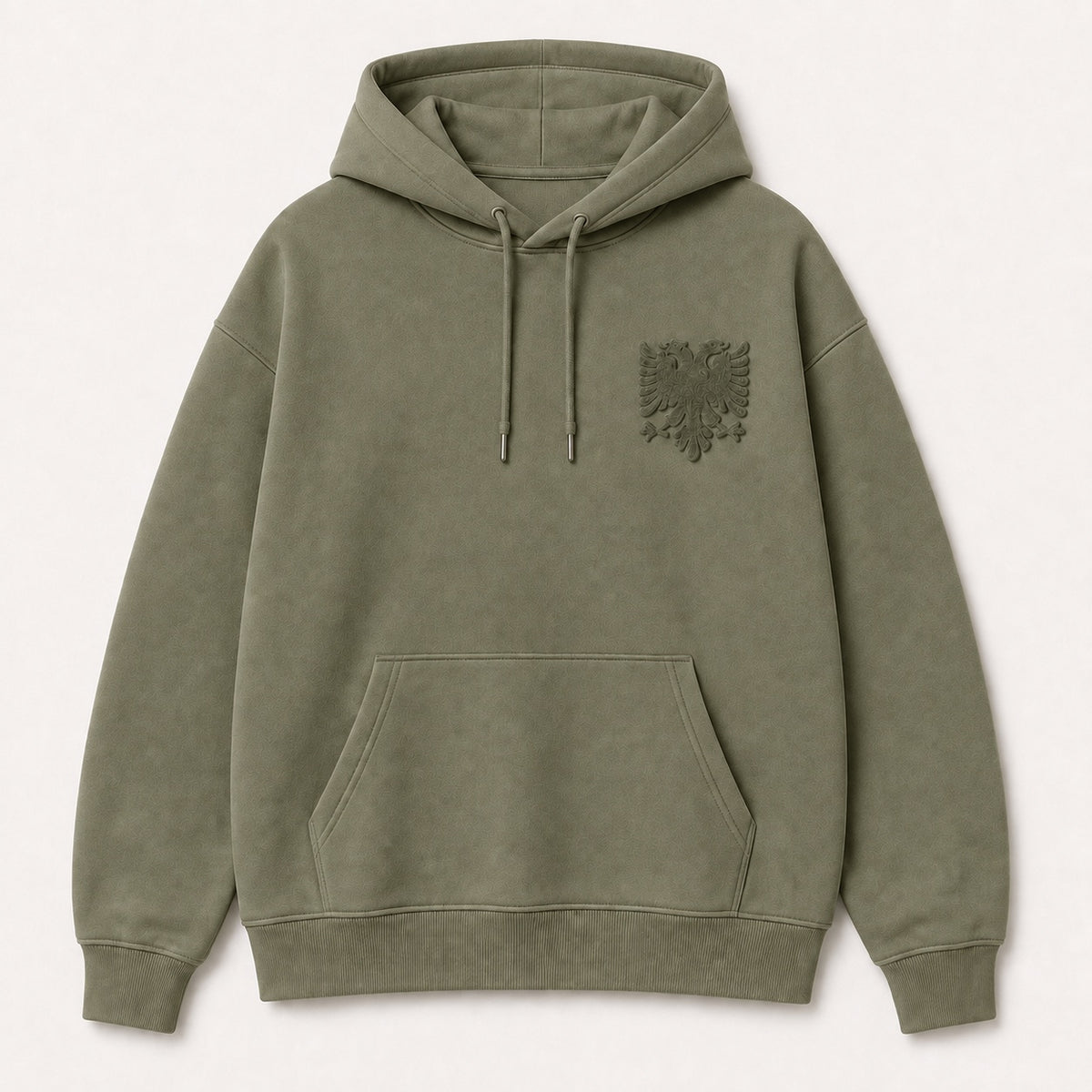 Oversized Hoodie Albanian Eagle — Olive Green