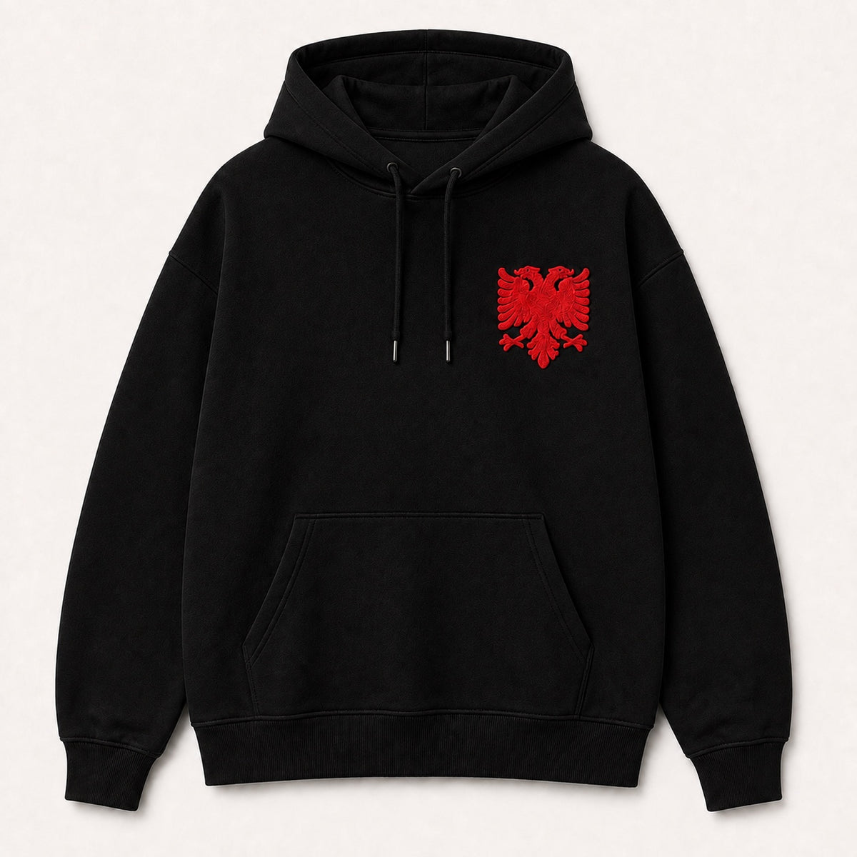 Oversized Hoodie Albanian Eagle — Black/Red
