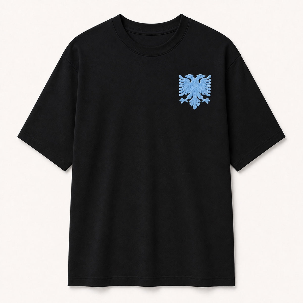 Oversized T-Shirt Albanian Eagle — Black/Blue