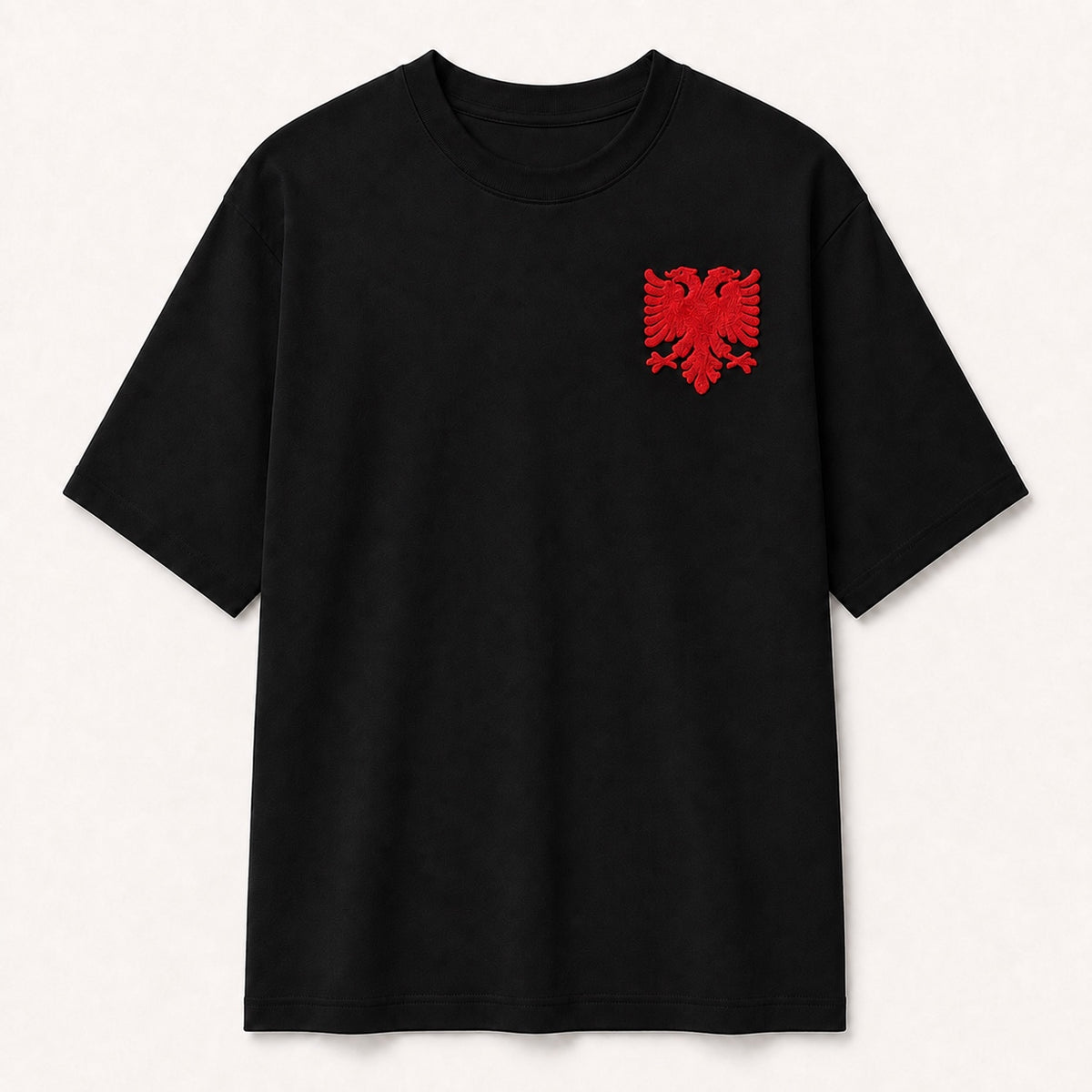 Oversized T-Shirt Albanian Eagle — Black/Red